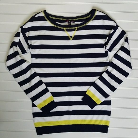 T/O sweaters striped navy blue and white size m - Picture 1 of 7